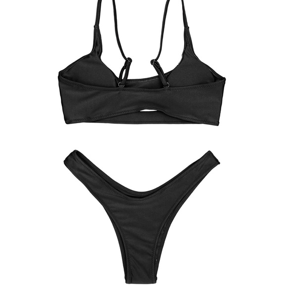 Scoop Neck Cutout Bikini / Black - Picture 6 of 6